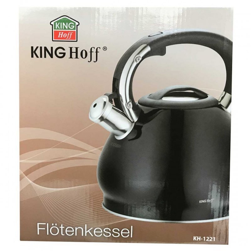 Bollitore a fischio in acciaio inossidabile nero Kinghoff KH-1221 da 3,4 l