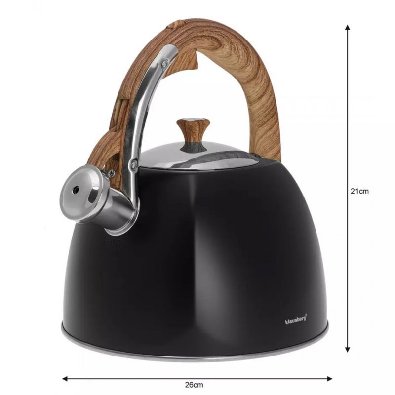 Klausberg KB-7498 Bollitore con fischio da 3 litri - Acciaio inossidabile di alta qualità