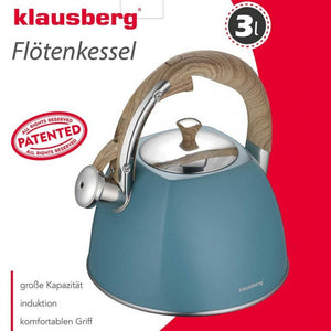 Klausberg KB-7499 Bollitore con fischio turchese da 3 litri per tutti i fornelli