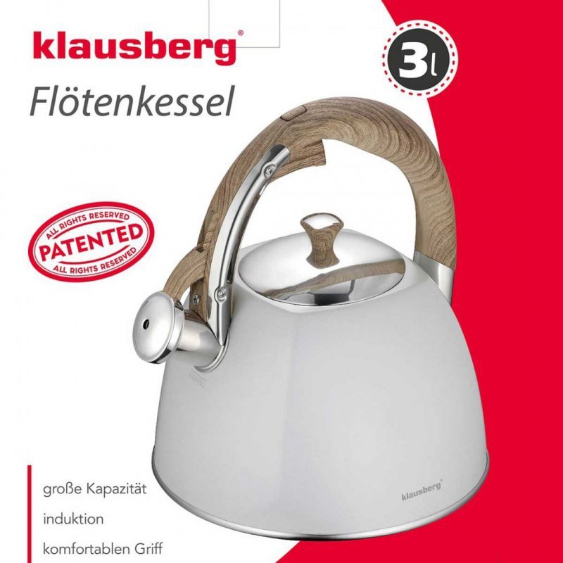 Bollitore in acciaio inox con fischio Klausberg KB-7500 da 3 litri per tutti i fornelli