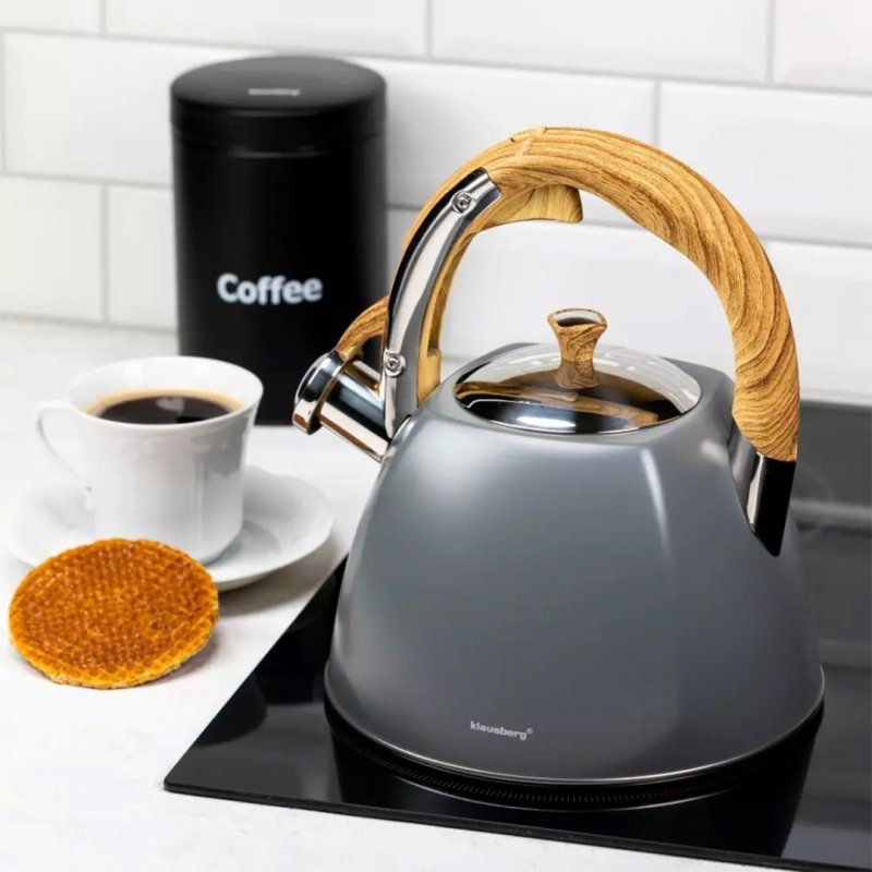 Klausberg KB-7501 Bollitore in acciaio inox con fischio da 3 litri per tutti i fornelli