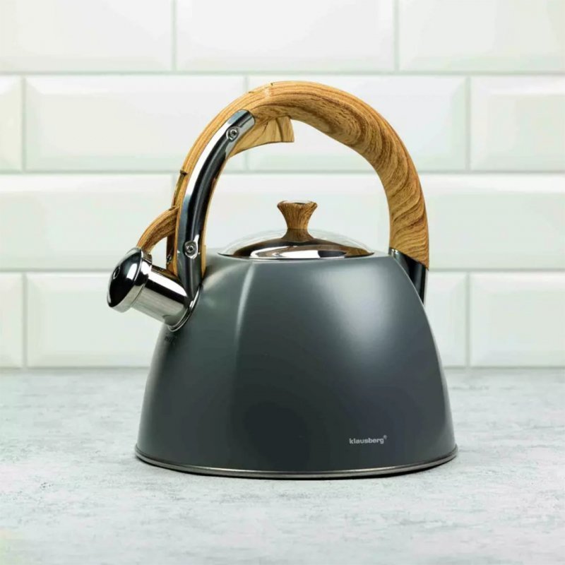 Klausberg KB-7501 Bollitore in acciaio inox con fischio da 3 litri per tutti i fornelli