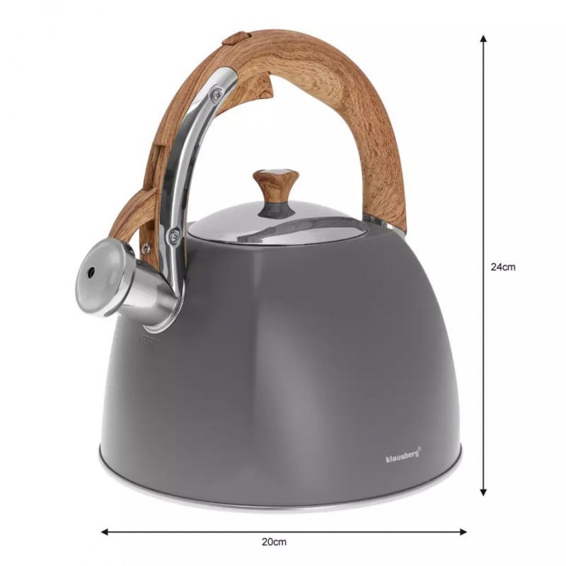 Klausberg KB-7501 Bollitore in acciaio inox con fischio da 3 litri per tutti i fornelli