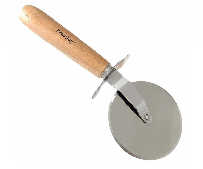 Kinghoff KH-1556 Tagliapizza in acciaio inox con manico in legno