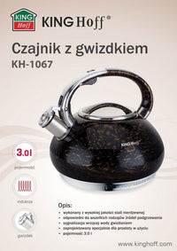 Bollitore a fischio in acciaio inossidabile Kinghoff KH-1067 da 3,0 l