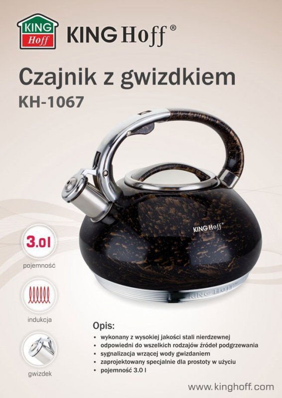 Bollitore a fischio in acciaio inossidabile Kinghoff KH-1067 da 3,0 l