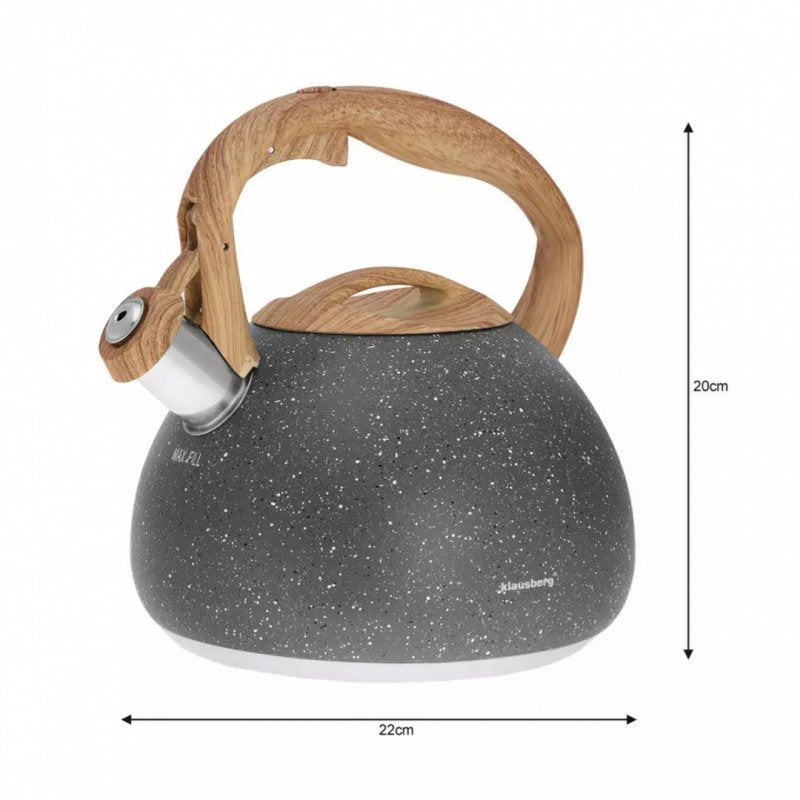 Klausberg KB-7509 Bollitore con fischietto, teiera in acciaio inossidabile da 2,8 l