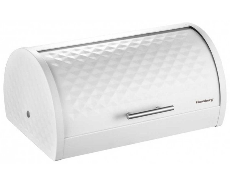 Klausberg KB-7541 Moderno portapane in metallo bianco con coperchio a diamante