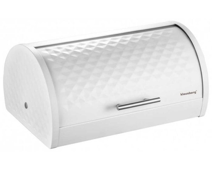 Klausberg KB-7541 Moderno portapane in metallo bianco con coperchio a diamante
