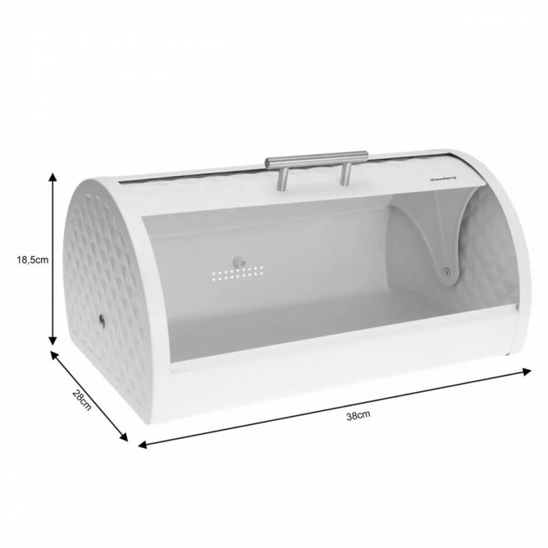 Klausberg KB-7541 Moderno portapane in metallo bianco con coperchio a diamante