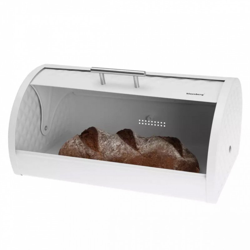 Klausberg KB-7541 Moderno portapane in metallo bianco con coperchio a diamante