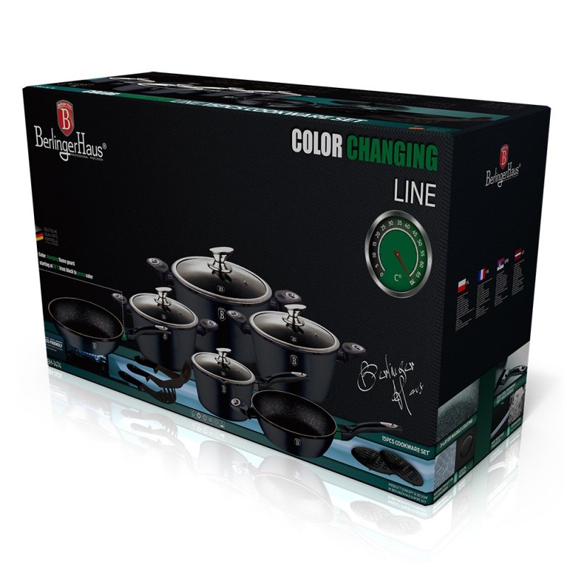 Berlinger haus BH-1474 Set di pentole in granito nero da 15 pezzi