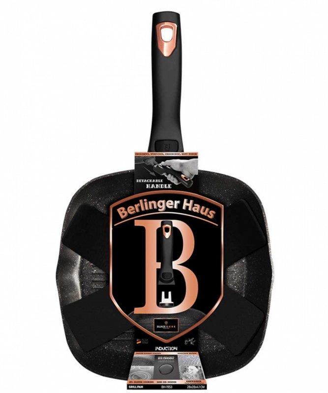 Berlinger haus BH-1953 Padella per griglia rivestita in granito da 28 cm con manico staccabile