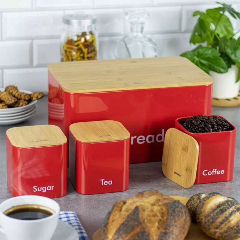 Kinghoff KH-1085 Portapane in acciaio con contenitori per la conservazione in cucina