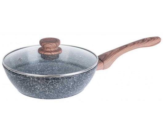 Kinghoff KH-1583 Padella wok in granito da 24 cm con coperchio - Padella antiaderente