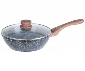Kinghoff KH-1584 Padella wok in granito da 28 cm con coperchio - Padella antiaderente