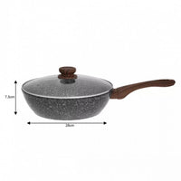 Kinghoff KH-1584 Padella wok in granito da 28 cm con coperchio - Padella antiaderente