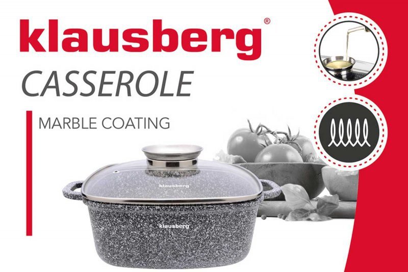 Klausberg KB-7530 Pentola in alluminio pressofuso con rivestimento in marmo, adatta al forno, 24 cm