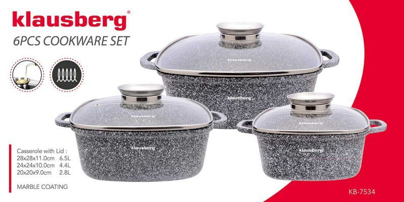 Set di pentole in alluminio pressofuso con rivestimento in marmo Klausberg KB-7534