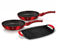 Berlinger haus BH-1668 Set di padelle metalliche bordeaux con piastra per griglia
