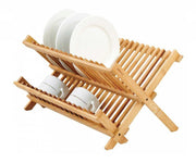 Scolapiatti Kinghoff KH-1631 in bambù - Design pieghevole a due livelli