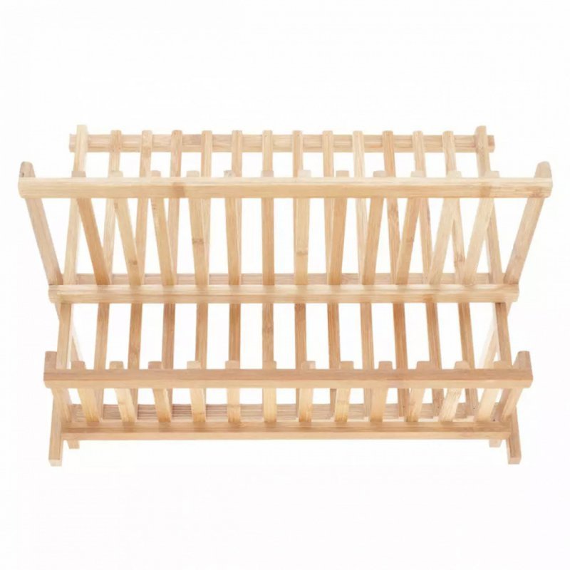 Scolapiatti Kinghoff KH-1631 in bambù - Design pieghevole a due livelli