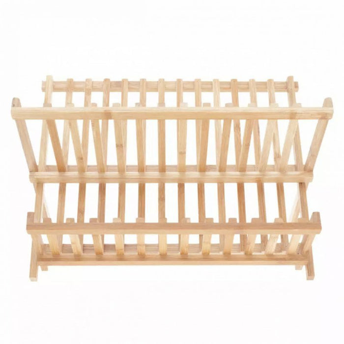 Scolapiatti Kinghoff KH-1631 in bambù - Design pieghevole a due livelli