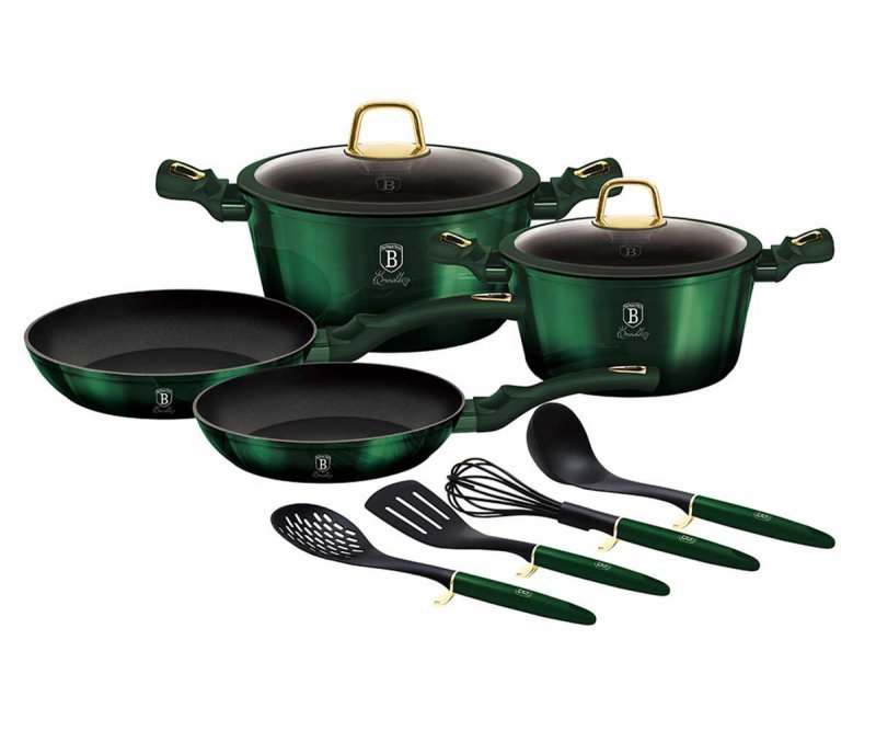 Berlinger haus BH-7039 Set di pentole e padelle color smeraldo con utensili