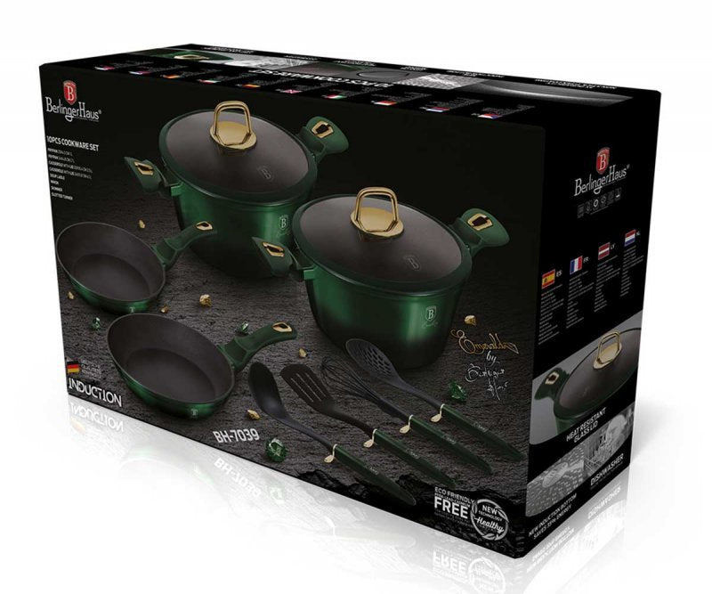 Berlinger haus BH-7039 Set di pentole e padelle color smeraldo con utensili