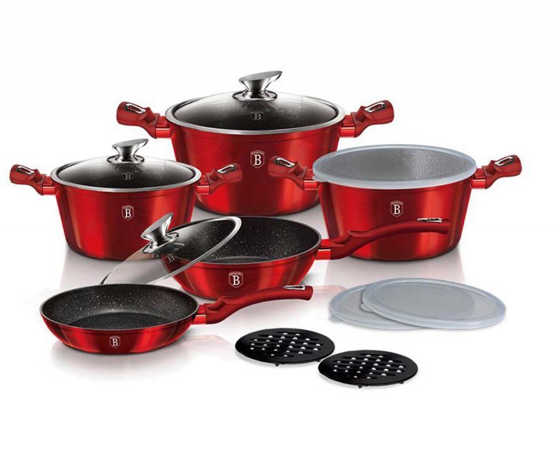 Berlinger haus BH-7030 Set di pentole in granito bordeaux da 13 pezzi