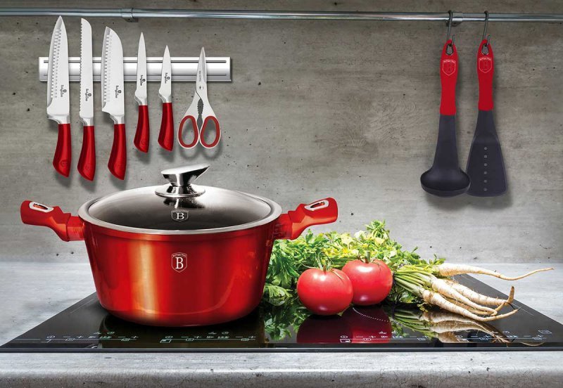 Berlinger haus BH-6150 Set di pentole bordeaux con rivestimento in granito