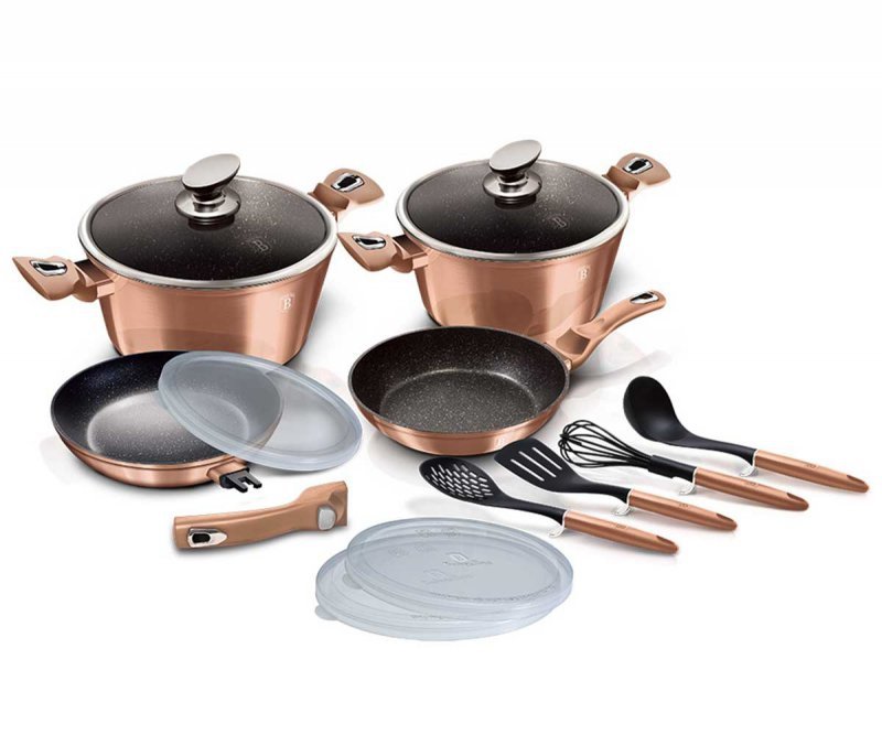 Berlinger haus BH-7058 Set di pentole in granito oro rosa - Pentole antiaderenti