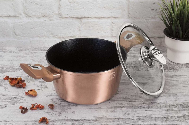Berlinger haus BH-7058 Set di pentole in granito oro rosa - Pentole antiaderenti