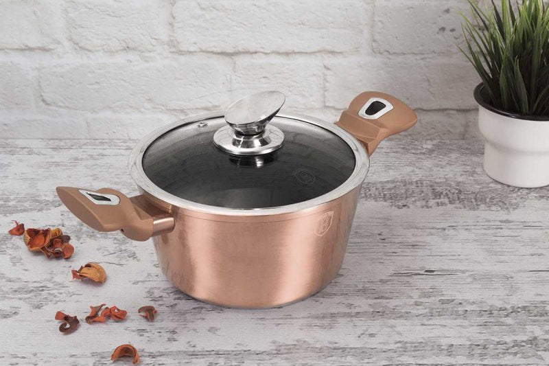 Berlinger haus BH-7058 Set di pentole in granito oro rosa - Pentole antiaderenti