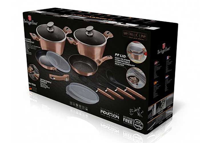 Berlinger haus BH-7058 Set di pentole in granito oro rosa - Pentole antiaderenti