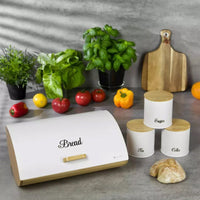 Kassel 93515 Elegante portapane con contenitori per tè, caffè e zucchero