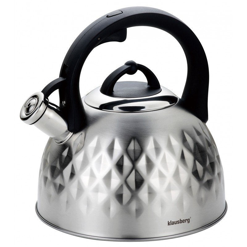 Klausberg KB-7549 Bollitore a fischio in acciaio inossidabile da 3 litri per tutti i fornelli