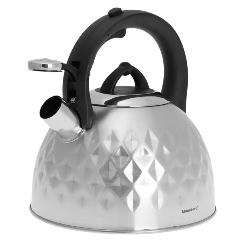 Klausberg KB-7549 Bollitore a fischio in acciaio inossidabile da 3 litri per tutti i fornelli