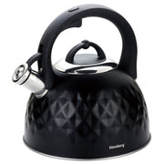 Klausberg KB-7550 Bollitore con fischio in acciaio inossidabile nero da 3 litri