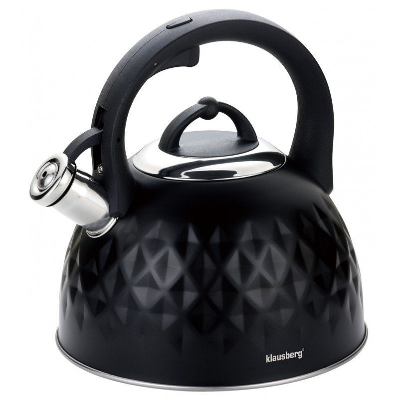 Klausberg KB-7550 Bollitore con fischio in acciaio inossidabile nero da 3 litri