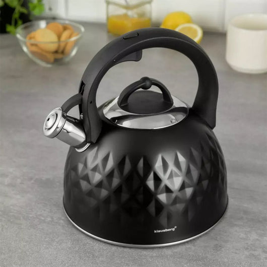 Klausberg KB-7550 Bollitore con fischio in acciaio inossidabile nero da 3 litri
