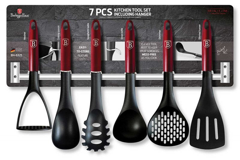 Berlinger haus BH-6325 Set di utensili in nylon metallizzato bordeaux da 7 pezzi