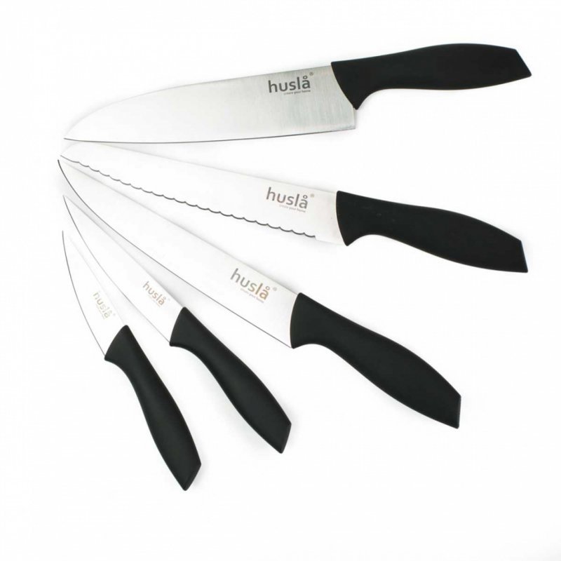 Husla 73963 Elegante set di coltelli da cucina in acciaio inossidabile in blocco