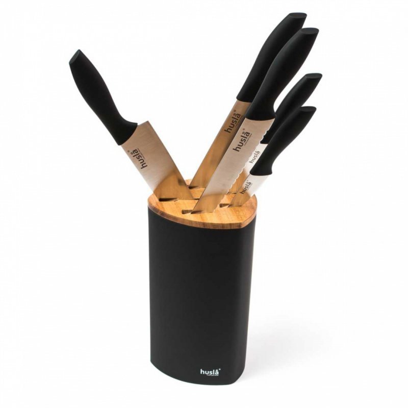 Husla 73963 Elegante set di coltelli da cucina in acciaio inossidabile in blocco