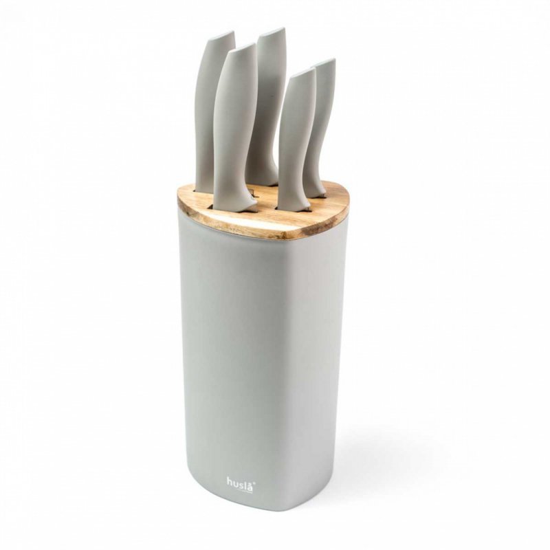 Husla 73964 Elegante set di coltelli da cucina in acciaio inossidabile in blocco