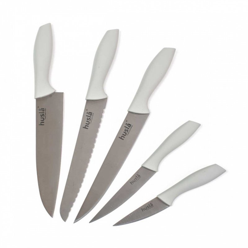 Husla 73964 Elegante set di coltelli da cucina in acciaio inossidabile in blocco