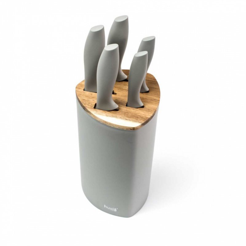 Husla 73964 Elegante set di coltelli da cucina in acciaio inossidabile in blocco