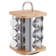 Klausberg KB-7554 Porta spezie con 12 contenitori in vetro su supporto in bambù