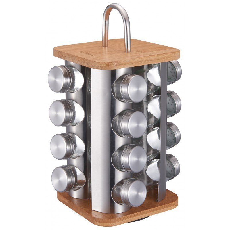 Klausberg KB-7555 Porta spezie con 16 contenitori in vetro su supporto in bambù
