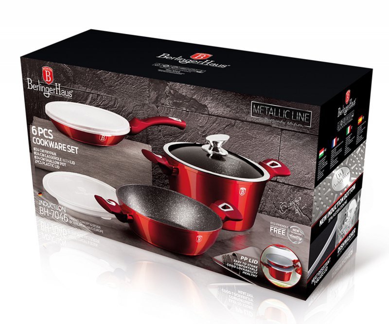 Berlinger haus BH-7046 Set di pentole e padelle color bordeaux metallizzato